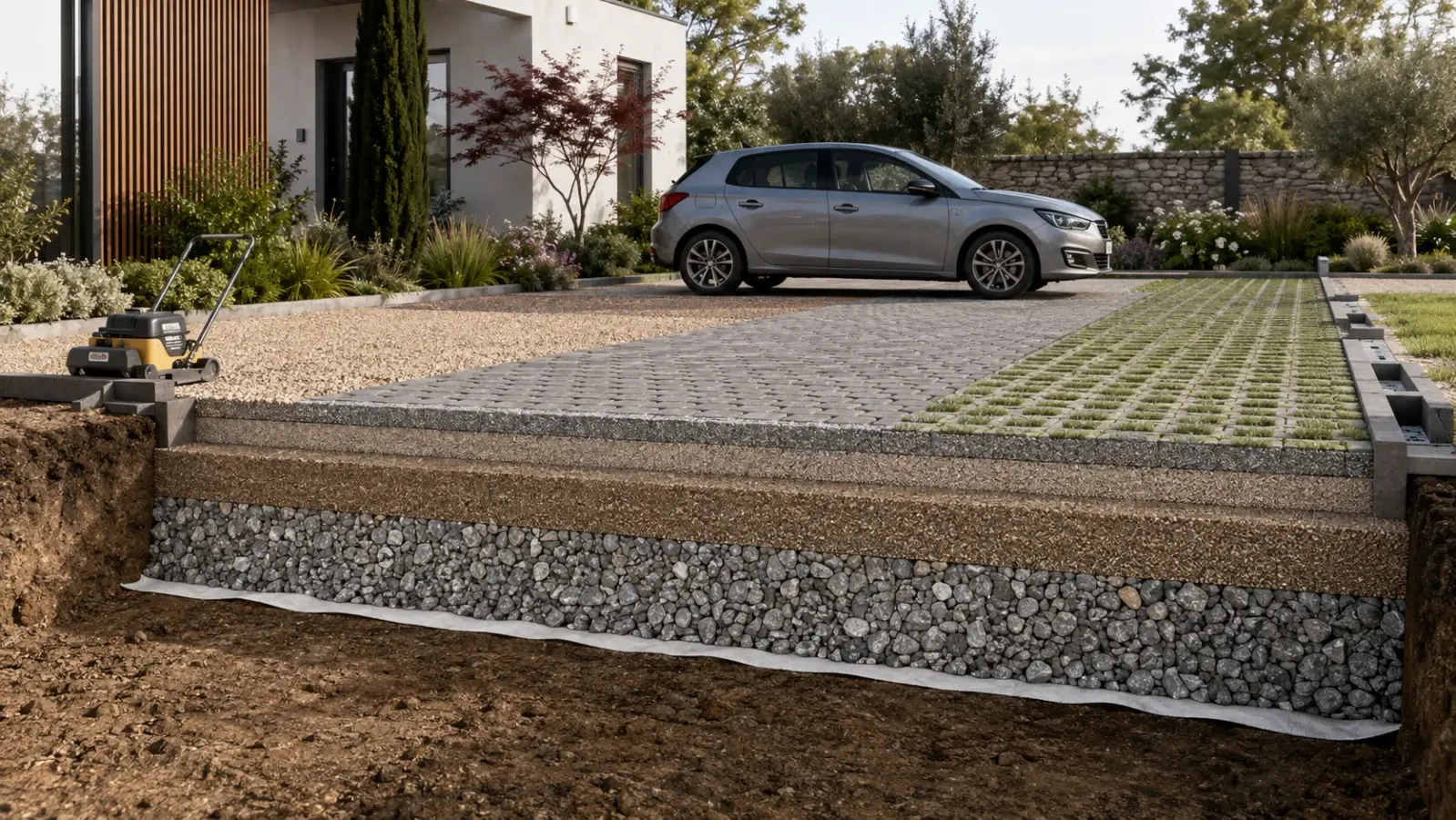 Création d’un parking privé : terrassement, empierrement et finition adaptée à votre usage
